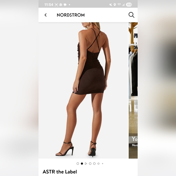 Astr Chocolate Ruched Mini Dress - Picture 2 of 4
